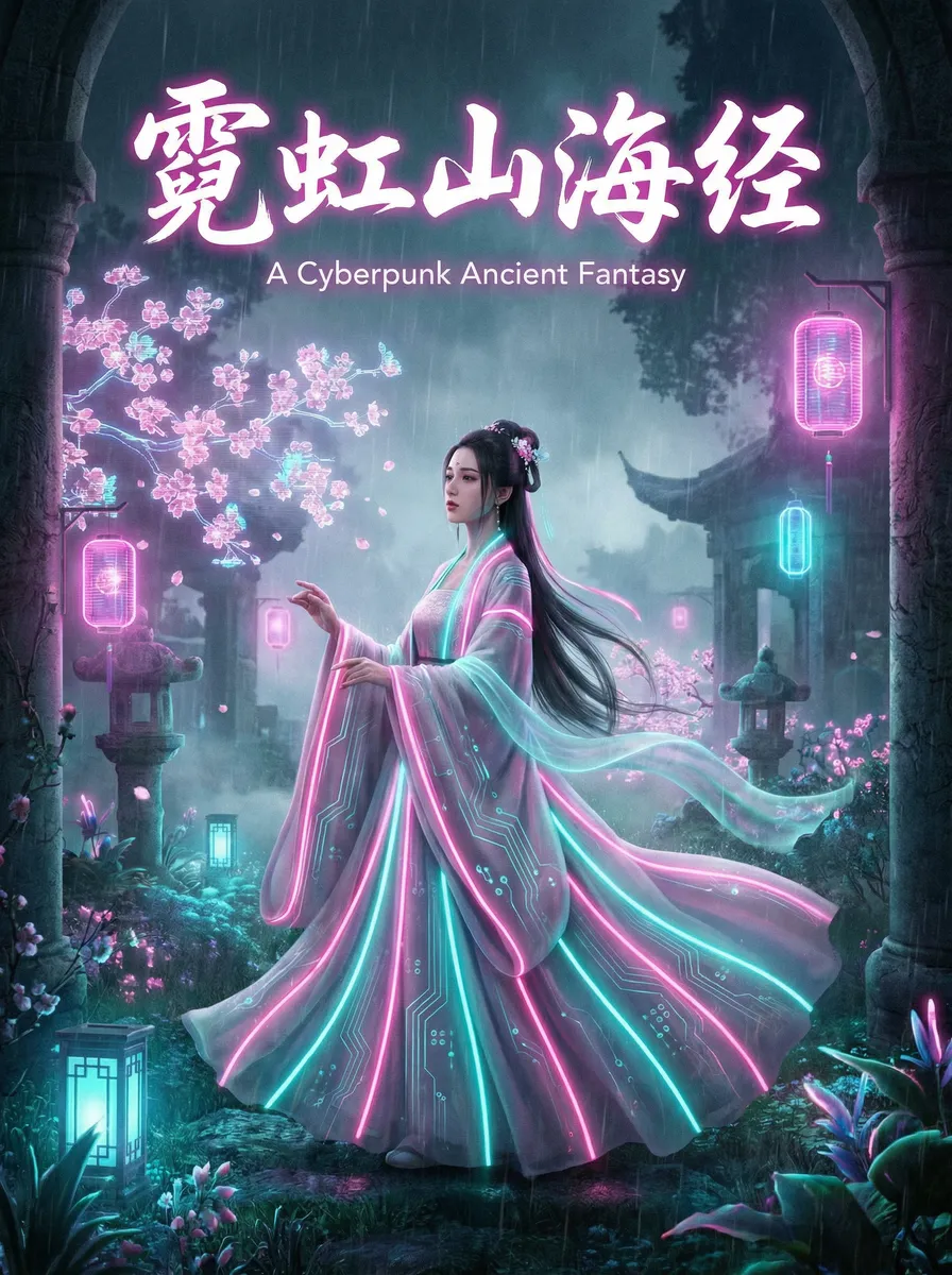 广电网络整合启动 古风奇缘短剧 - 霓虹山海经海报